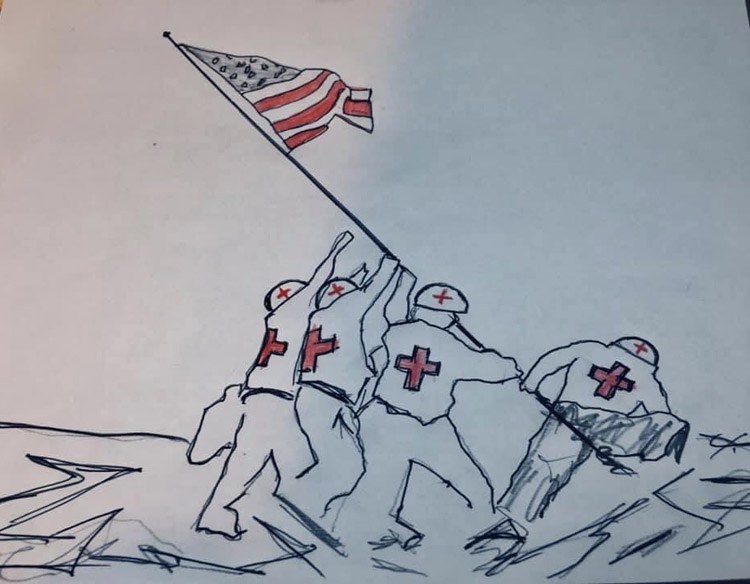 Raising the Flag Drawing